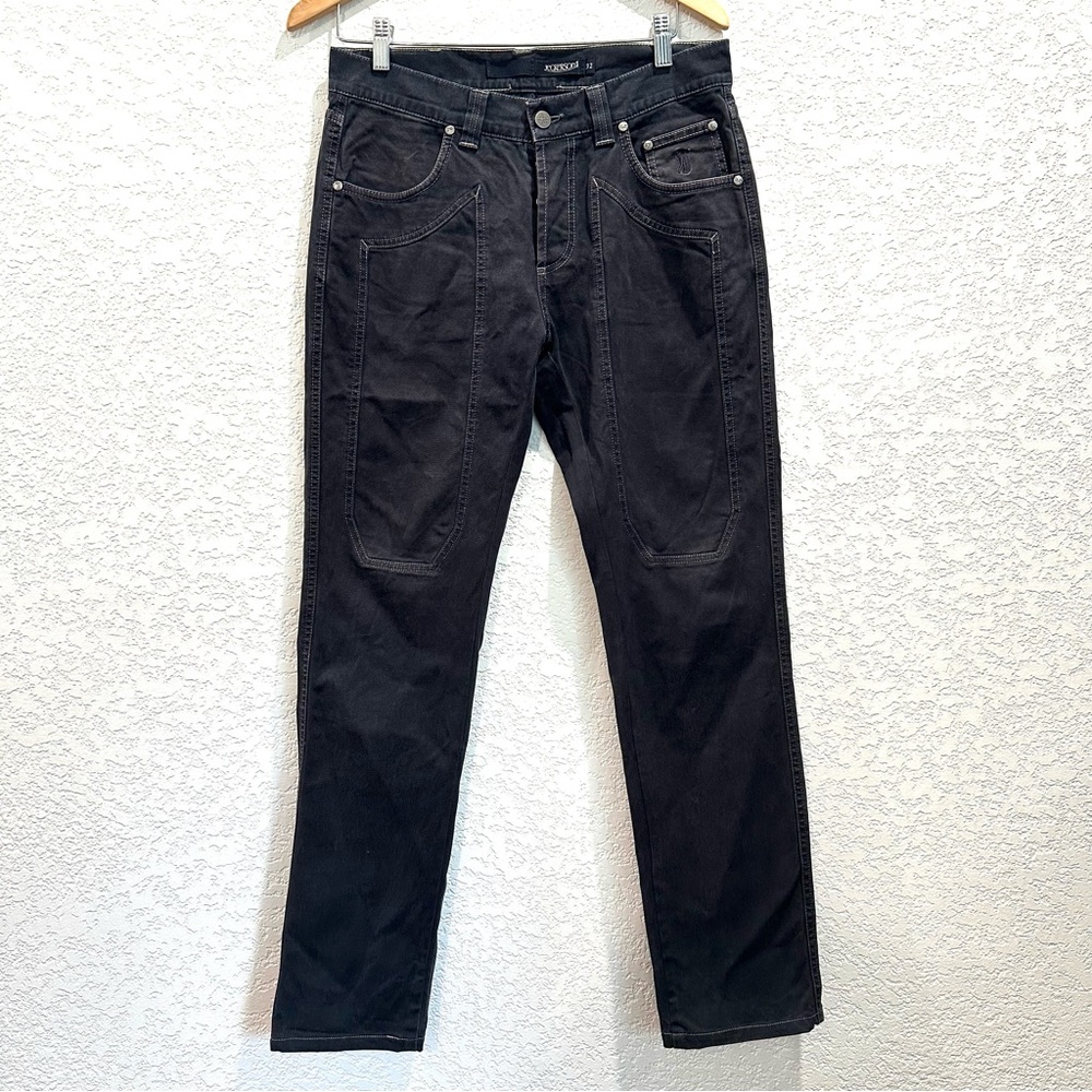 Jeckerson Men's Charcoal Denim Button Fly Jeans Made in Italy Straight Leg